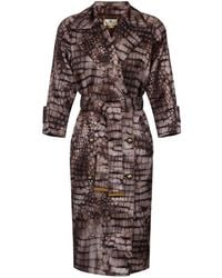 Elisabetta Franchi - Alligator-Print Double-Breasted Trench Coat - Lyst