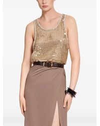 Elie Saab - Sequin-Embellished Crystal-Trim Tank Top - Lyst