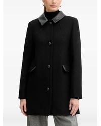 Morgan - Leather Collar Button Coat - Lyst