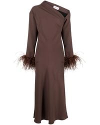 16Arlington - Adelaide Feather-Trim Midi Dress - Lyst