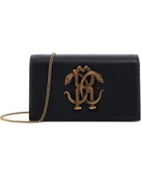 Roberto Cavalli - Mirror Snake Metallic-Logo Shoulder Bag - Lyst
