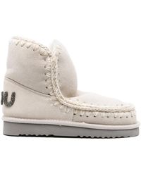 Mou - Whipstitch-Detail Sheepskin Boots - Lyst