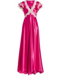 Alberta Ferretti - Lace-Trim Maxi Dress - Lyst
