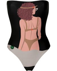 Amir Slama - Graphic-print Strapless Swimsuit - Lyst