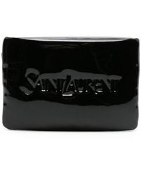 Saint Laurent - Logo-debossed Patent-leather Wallet - Lyst