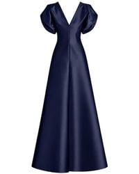 Alberta Ferretti - Mikado Satin-Finish V-Neck Maxi Dress - Lyst