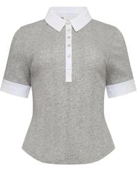 Cinq À Sept - Jaden Ribbed-Knit Polo Top - Lyst