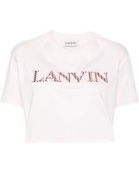 Lanvin - Katoenen T-shirt Met Geborduurd Logo - Lyst