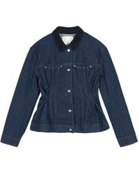 JNBY - Corduroy-Collar Cinched-Waist Denim Jacket - Lyst
