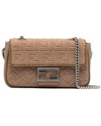 Fendi - Sac Porté Épaule Baguette Médium À Plaque Logo - Lyst