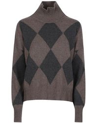 Aragona - Jersey Con Motivo De Rombos Y Cuello Vuelto - Lyst