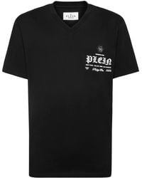Philipp Plein - Logo-Print V-Neck T-Shirt - Lyst