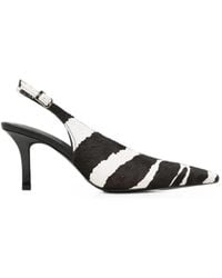 Patrizia Pepe - Zebra-Print Leather Slingback Pumps - Lyst