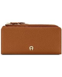 Aigner - Portefeuille Carré Grainé À Plaque Logo - Lyst