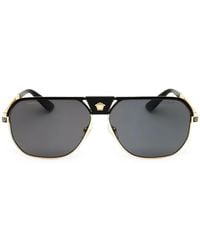 Versace - Medusa-Embellishment Geometric-Frame Sunglasses - Lyst