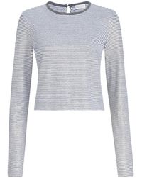 Brunello Cucinelli - Striped-Pattern Lamé Top - Lyst