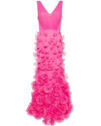 Marchesa - Floral-Appliqué Tulle Gown - Lyst