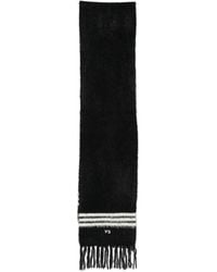 Y-3 - Stripe-Detail Fringed Scarf - Lyst