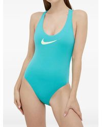 Nike - Logo-Print Crossover Swimsuit - Lyst