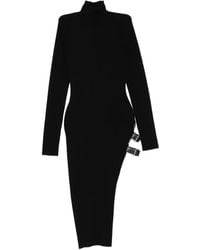 Blumarine - Ribbed Turtleneck Buckle-Detail Asymmetric Party Dress - Lyst