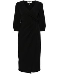 Nissa - Wrap-Design Crepe Midi Dress - Lyst