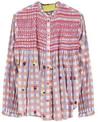 PHILIPPA 1970 - Adriana Embroidered Gingham Blouse - Lyst