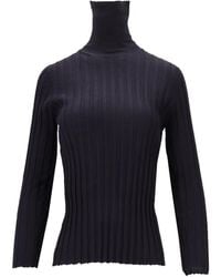 LA ROSE - High-Neck Ribbed Top - Lyst
