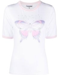 Ganni - Fitted Butterfly T-shirt - Lyst
