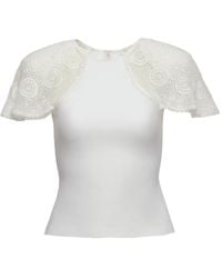 Magda Butrym - Flared Blouse Met Gehaakte Mouwen - Lyst
