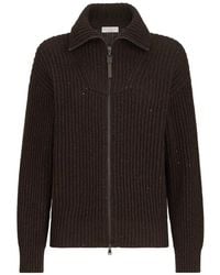 Brunello Cucinelli - Sparkling & Dazzling Ribbed-Knit Sequin-Embellished Cardigan - Lyst