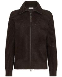 Brunello Cucinelli - Sparkling & Dazzling Ribbed-Knit Sequin-Embellished Cardigan - Lyst