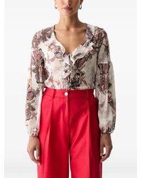 Guess - Paisley-Print Ruffled Blouse - Lyst