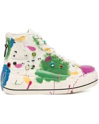 R13 - Paint-Splatter Stud-Embellished Trainers - Lyst