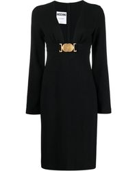 Moschino - Logo-Plaque Long-Sleeved Dress - Lyst