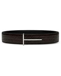 Tom Ford - Reversible Lizard-Embossed T-Buckle Belt - Lyst