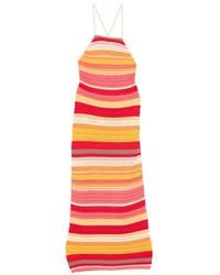 Laneus - Sleeveless Striped Midi Dress - Lyst