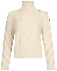Liu Jo - Cable-Knit Jewel-Button Sweater - Lyst