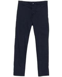 Jacob Cohen - Night Cotton Blend Tapered Leg Trousers With Logo Patch On The Back - Lyst