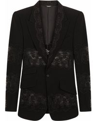 Dolce & Gabbana - Lace-panel Single-breasted Blazer - Lyst