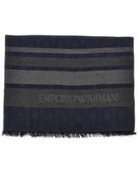 Emporio Armani - Logo-Jacquard Striped Scarf - Lyst