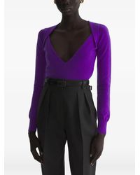 Mugler - Cashmere V-Neck Knit Crop Top - Lyst