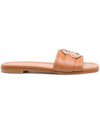 Moncler - Brown Leather Bell Slide S - Lyst
