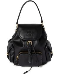 Miu Miu - Multi-Pocket Leather Backpack - Lyst