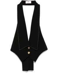 Elisabetta Franchi - Weste Aus Krepp Mit Kontrastnähten - Lyst