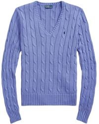 Polo Ralph Lauren - Jersey con cuello en V y punto de ochos - Lyst