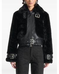 Manière De Voir - Deya Plush & Faux Leather Belted Jacket - Lyst