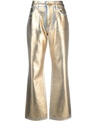 Rabanne - Metallic Coated High-rise Straight-leg Jeans - Lyst