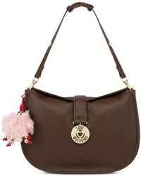 Love Moschino - Logo-Plaque Pompom-Detail Shoulder Bag - Lyst