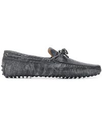 Tod's Embossed pattern driving loafers - Gris