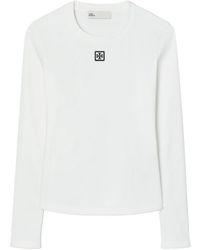 Tory Burch - Logo Ribbed Cotton T-Shirt - Lyst